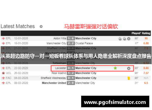 从英超边路防守一对一短板看球队体系与用人隐患全解析深度盘点报告 从英超边路防守一对一短板看球队体系与用人隐患全解析深度盘点报告
